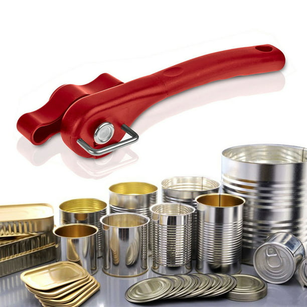 Professional Can Opener Side Cutting Safety hight Stainless Steel Can Opener red